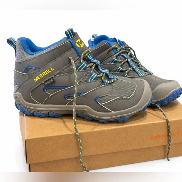Merrell Kids Waterproof Hiking Shoes Gray Blue Size 4 New in Box - Picture 2 of 9